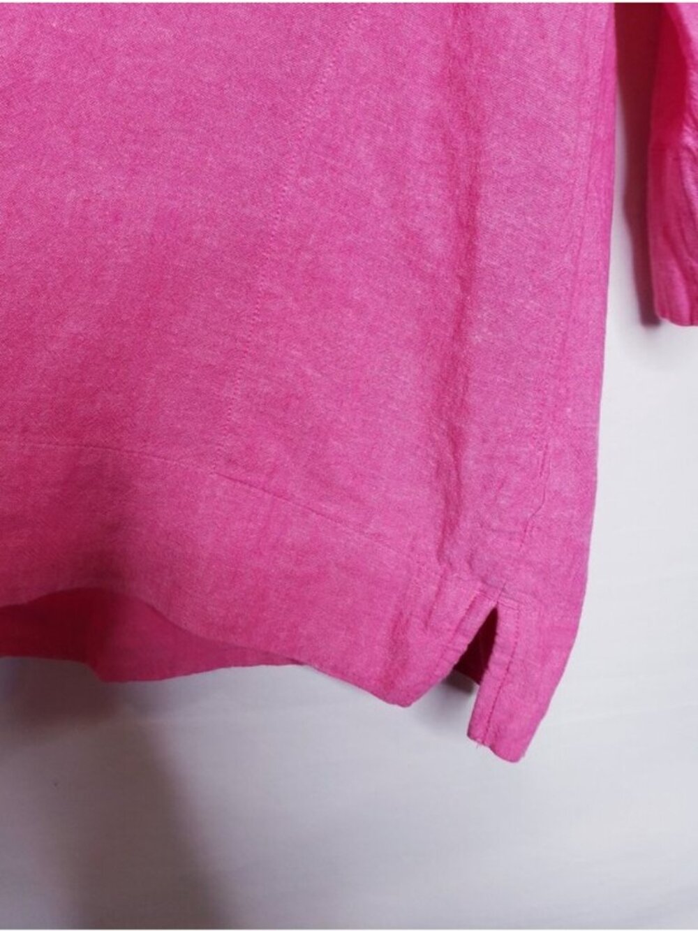Lands End Pink Linen Blend Tunic V-Neck Pullover Blouse Top Women's Size Medium - Picture 4 of 8